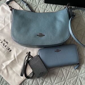 Blue coach purse set